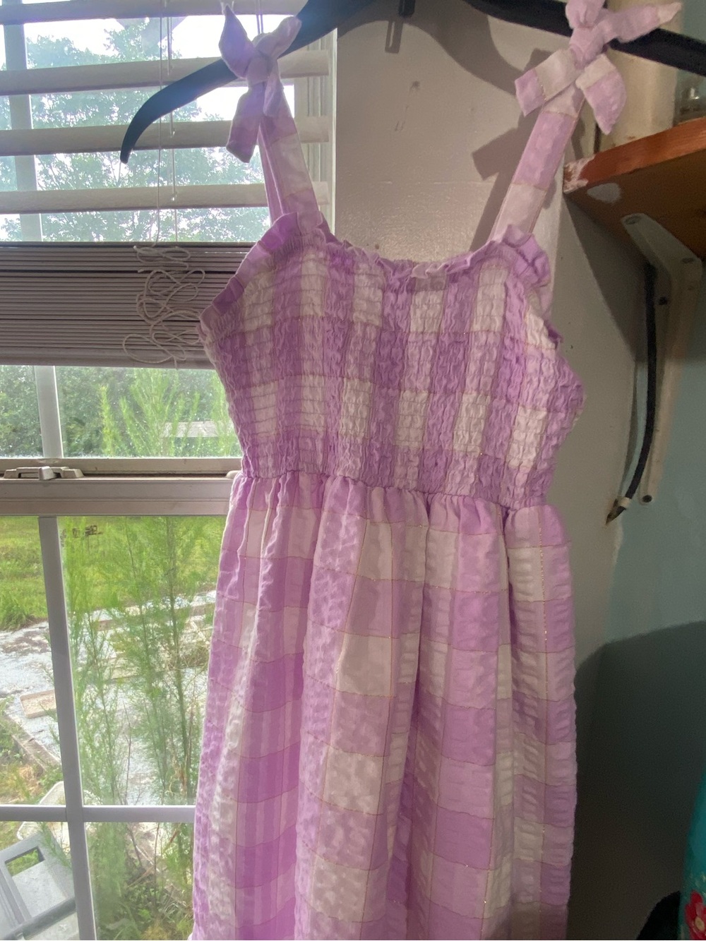Girls' Lavender Check Sundress
